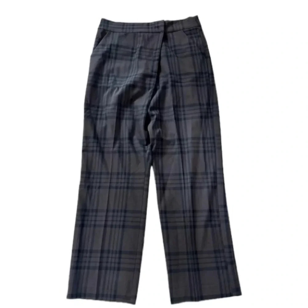 Zara Women's Brown High Waisted Checkered Plaid Wrap Buttoned Pants Size L GUC